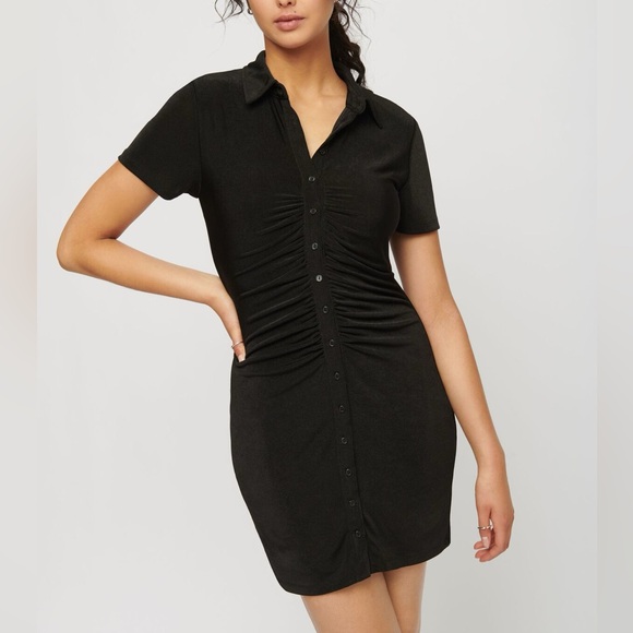 Dynamite Short Sleeve Button Dress - Picture 1 of 3
